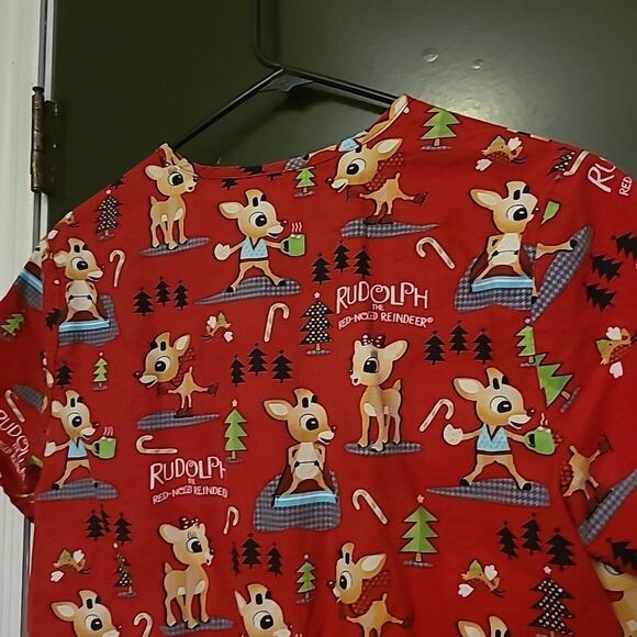 Rudolph the Red Nose Reindeer  Scrub Top - Picture 6 of 8